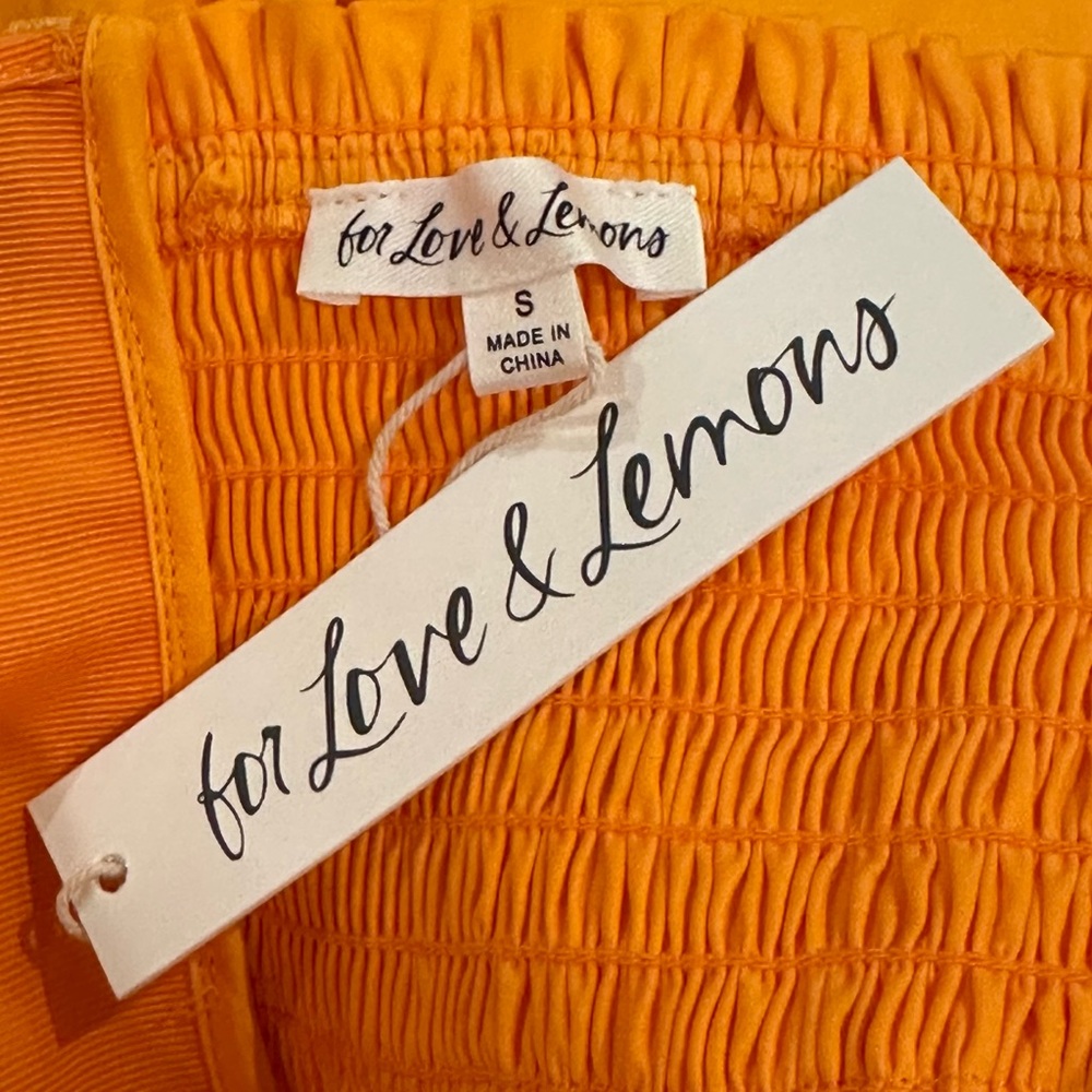 NWT For Love & Lemons St. Lucia Dress Off Shoulder Size Small Orange - Picture 8 of 10